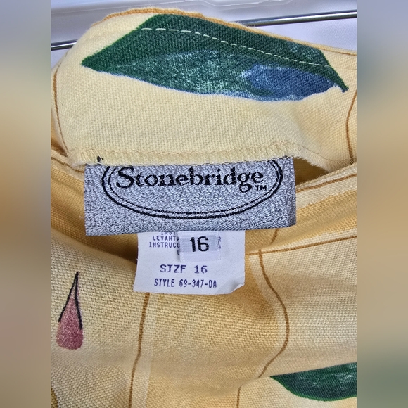 Vintage Stonebridge Women's Wrap Skirt Yellow Floral/Leaf Pattern Tag Size 16 - Picture 5 of 6
